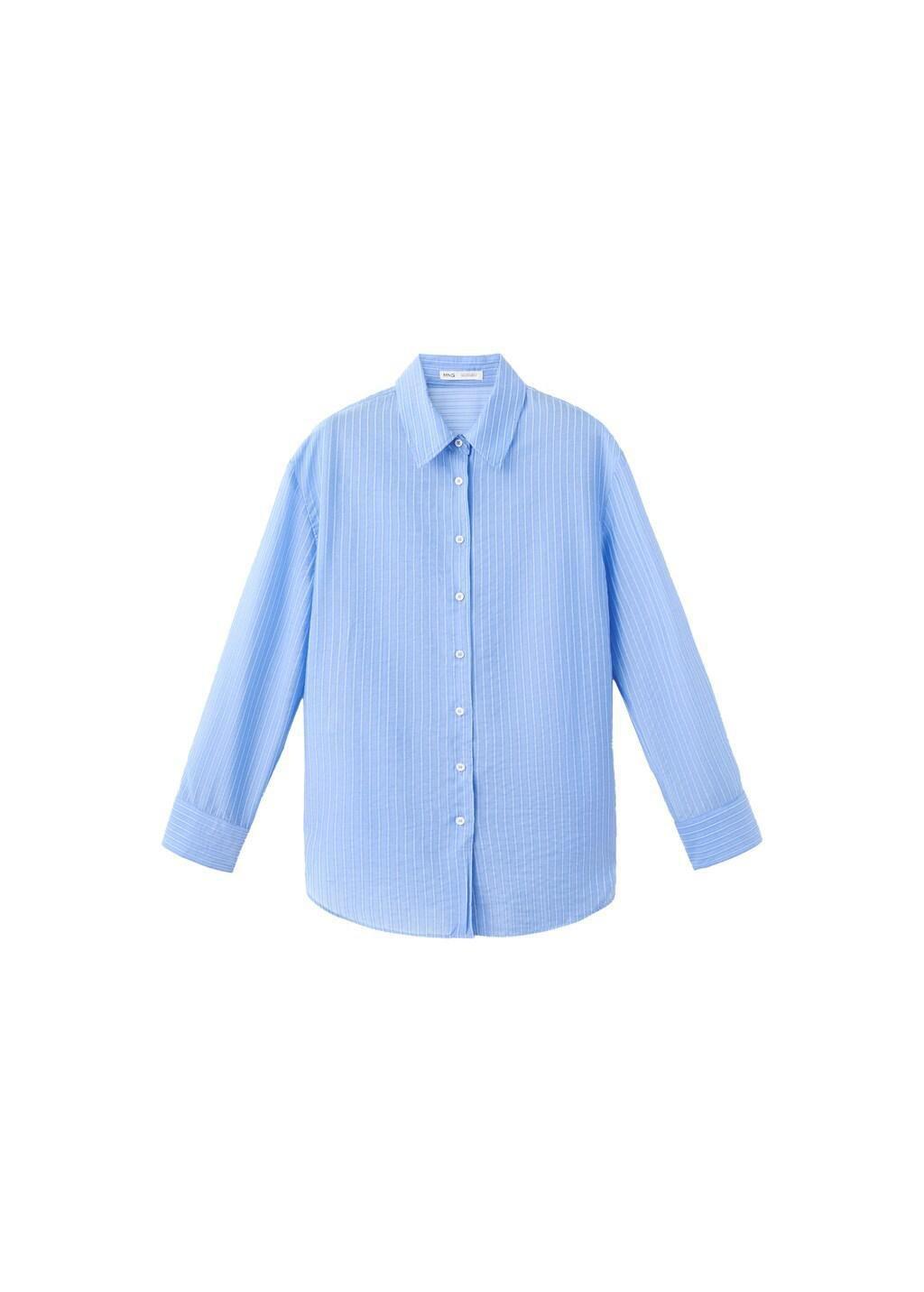 Blue Lt Pastel Striped Lyocell Shirt, 0201_50, large image number 6