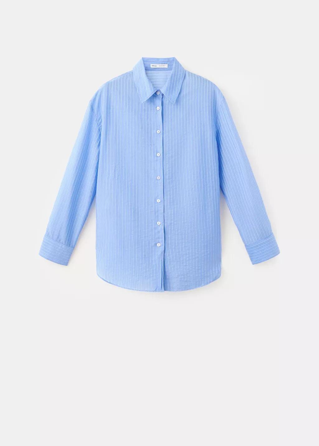 Blue Lt Pastel Striped Lyocell Shirt, 0201_50, large image number 7