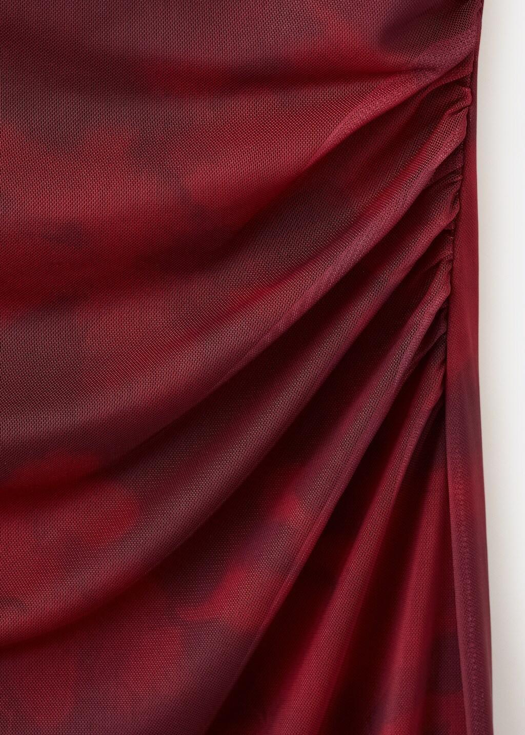 Red Draped Fitted Dress, 0201_78, large image number 1