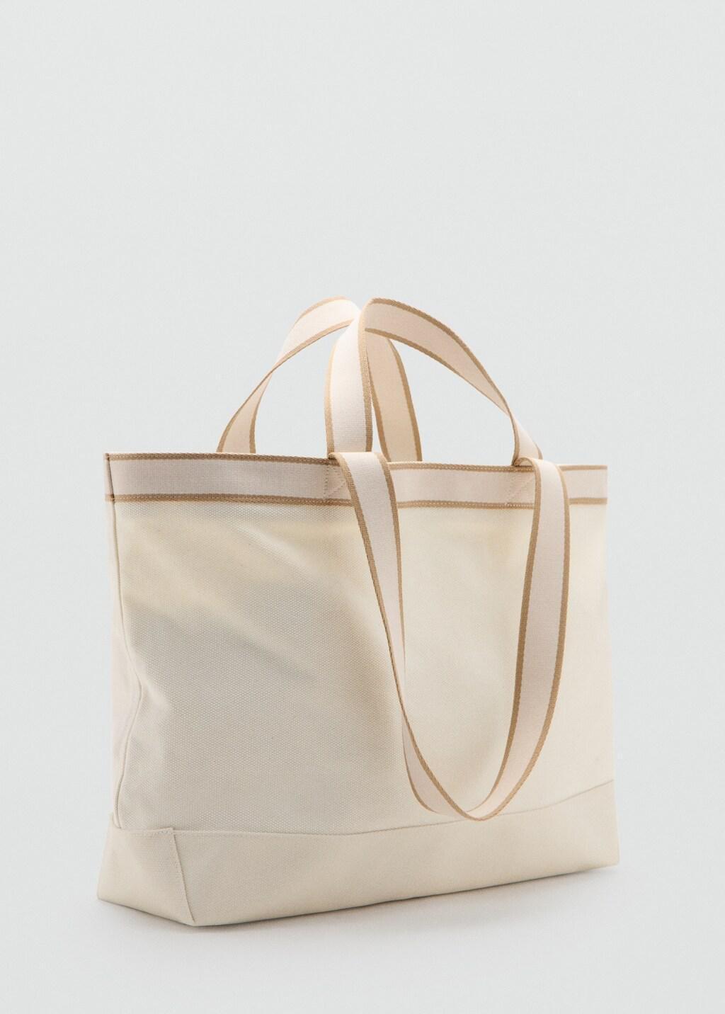 White 100% Cotton Tote Bag With Edging, 0201_01, large image number 0
