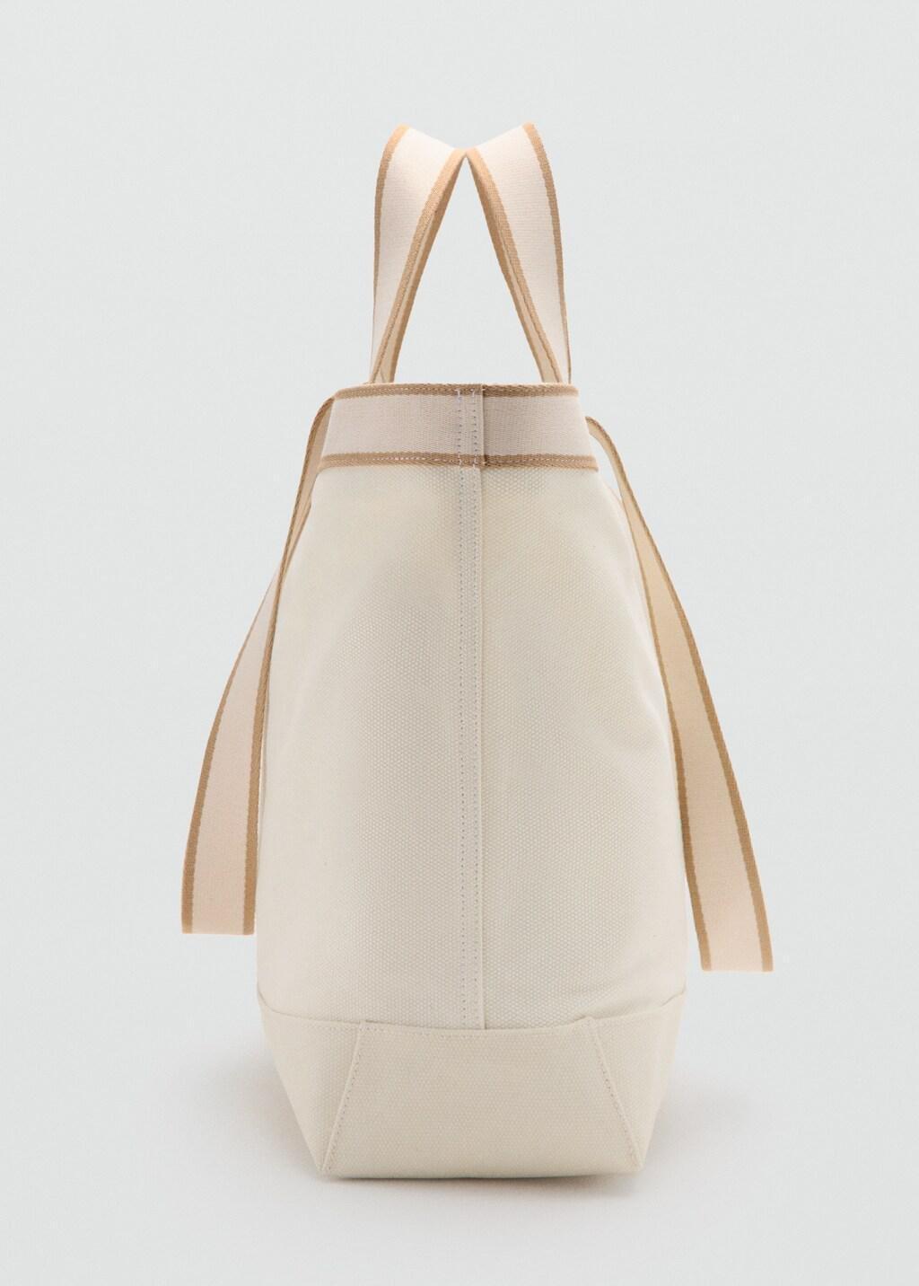 White 100% Cotton Tote Bag With Edging, 0201_01, large image number 1