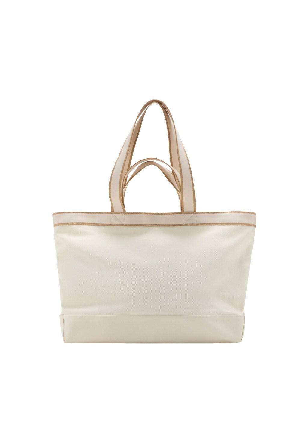 White 100% Cotton Tote Bag With Edging, 0201_01, large image number 2