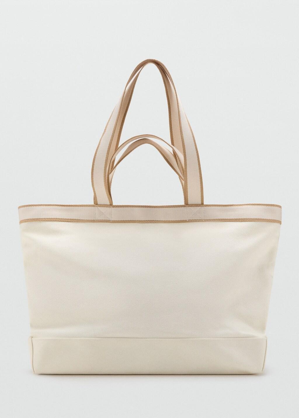 White 100% Cotton Tote Bag With Edging, 0201_01, large image number 3