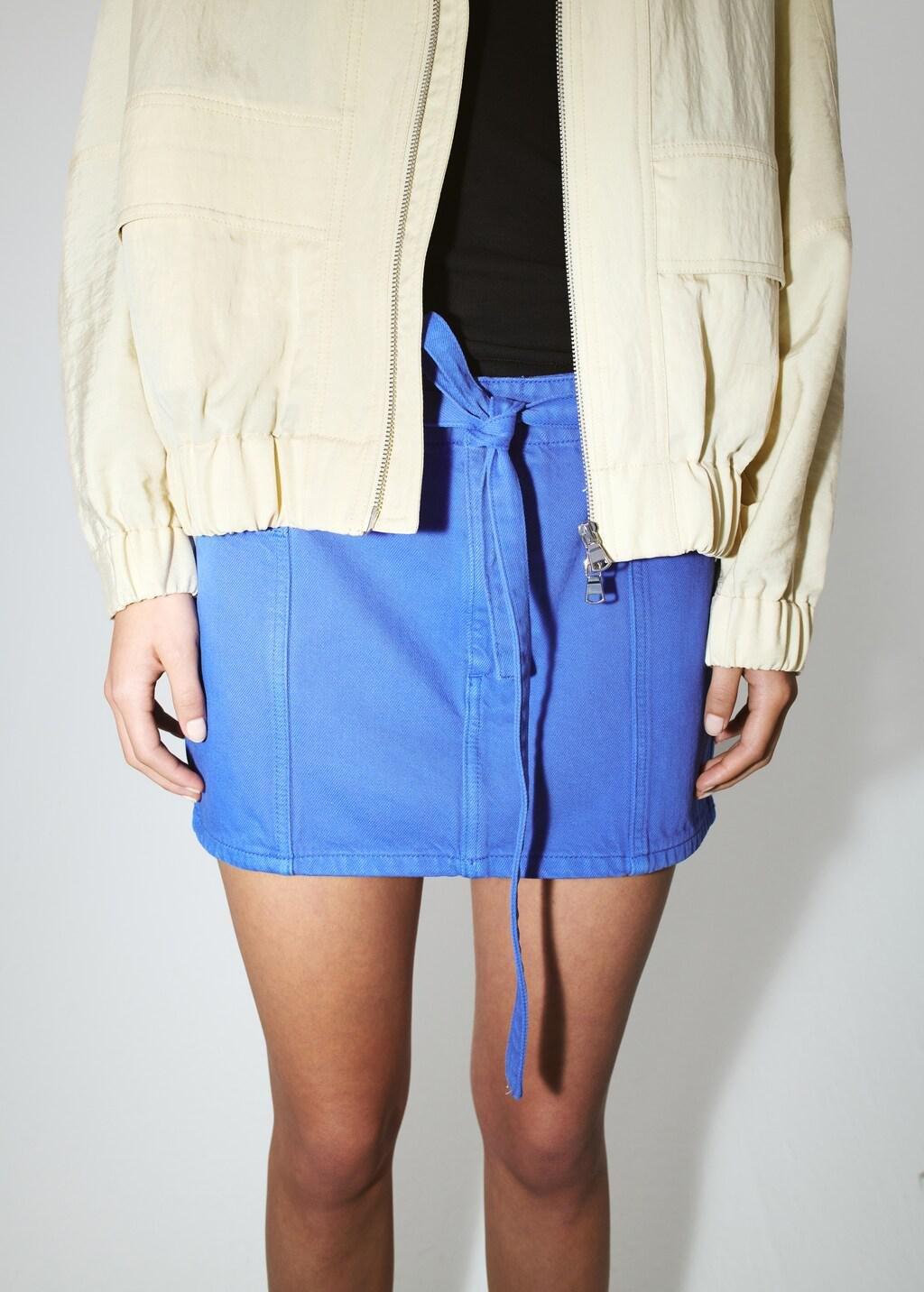 Blue Denim Skirt With Belt, 0201_52, large image number 3