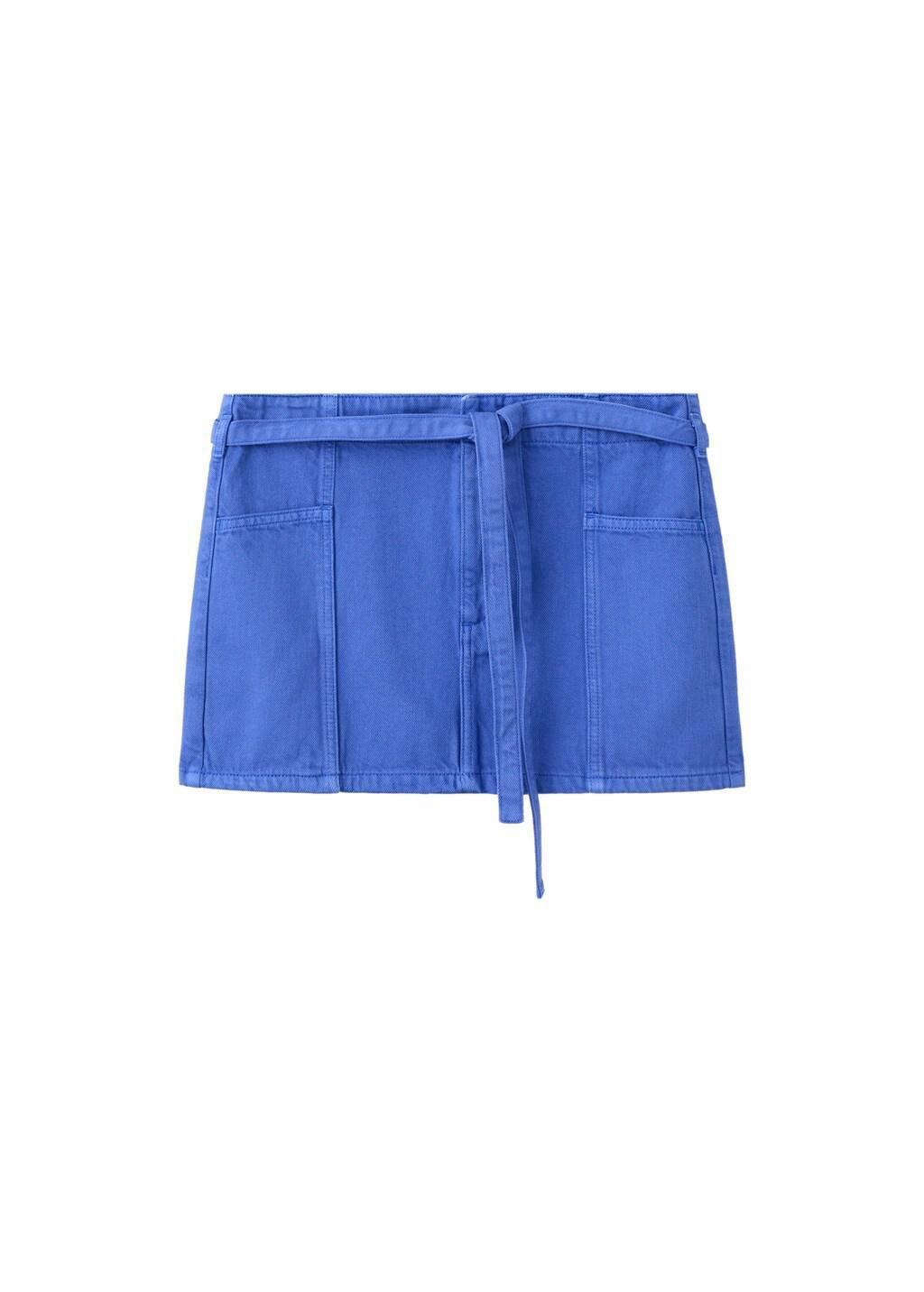 Blue Denim Skirt With Belt, 0201_52, large image number 6