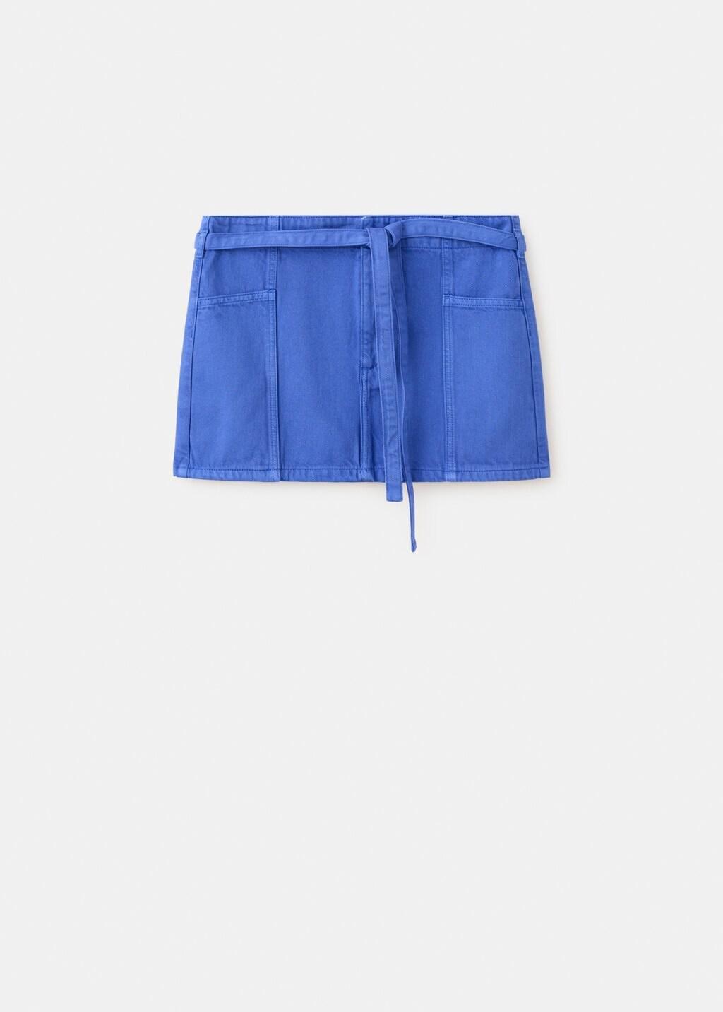 Blue Denim Skirt With Belt, 0201_52, large image number 7