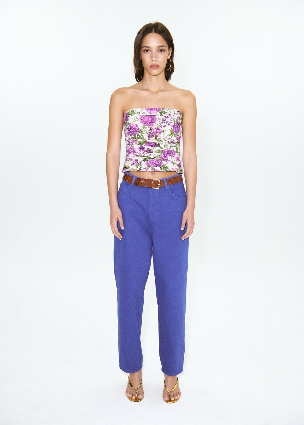 Blue High-Waisted Mom-Fit Jeans, 0201_52, large image number 0