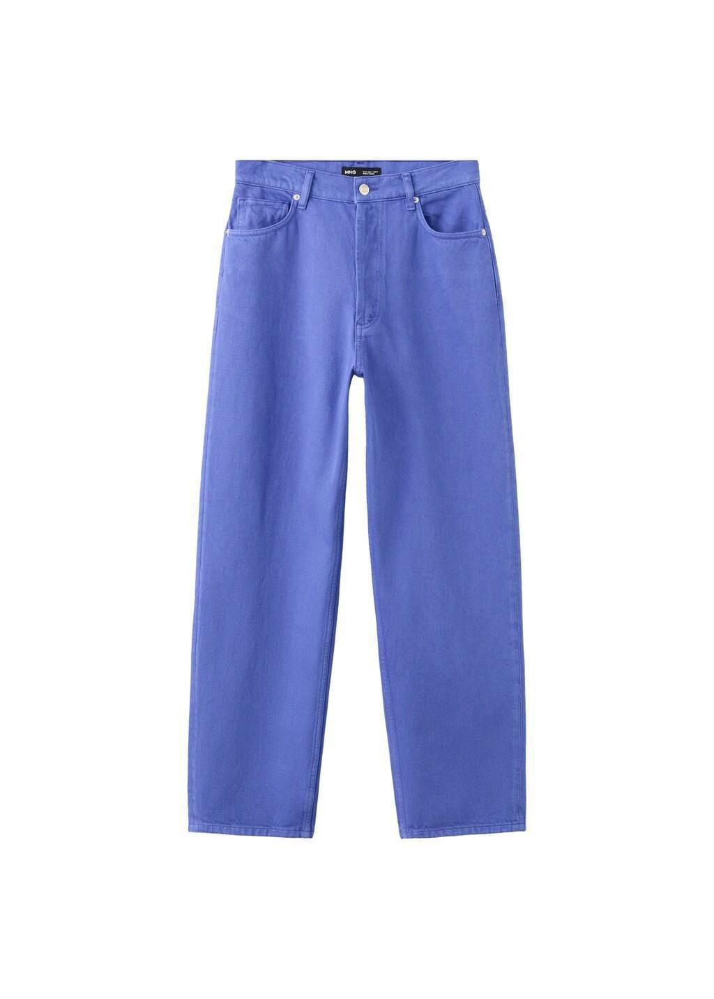 Blue High-Waisted Mom-Fit Jeans, 0201_52, large image number 5