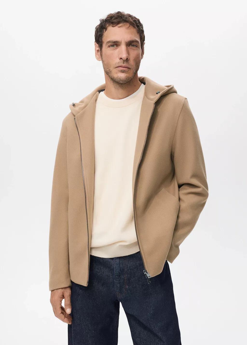 Brown Wool Coat With Hood, 0201_09, large image number 3