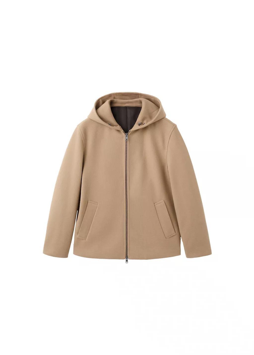 Brown Wool Coat With Hood, 0201_09, large image number 7