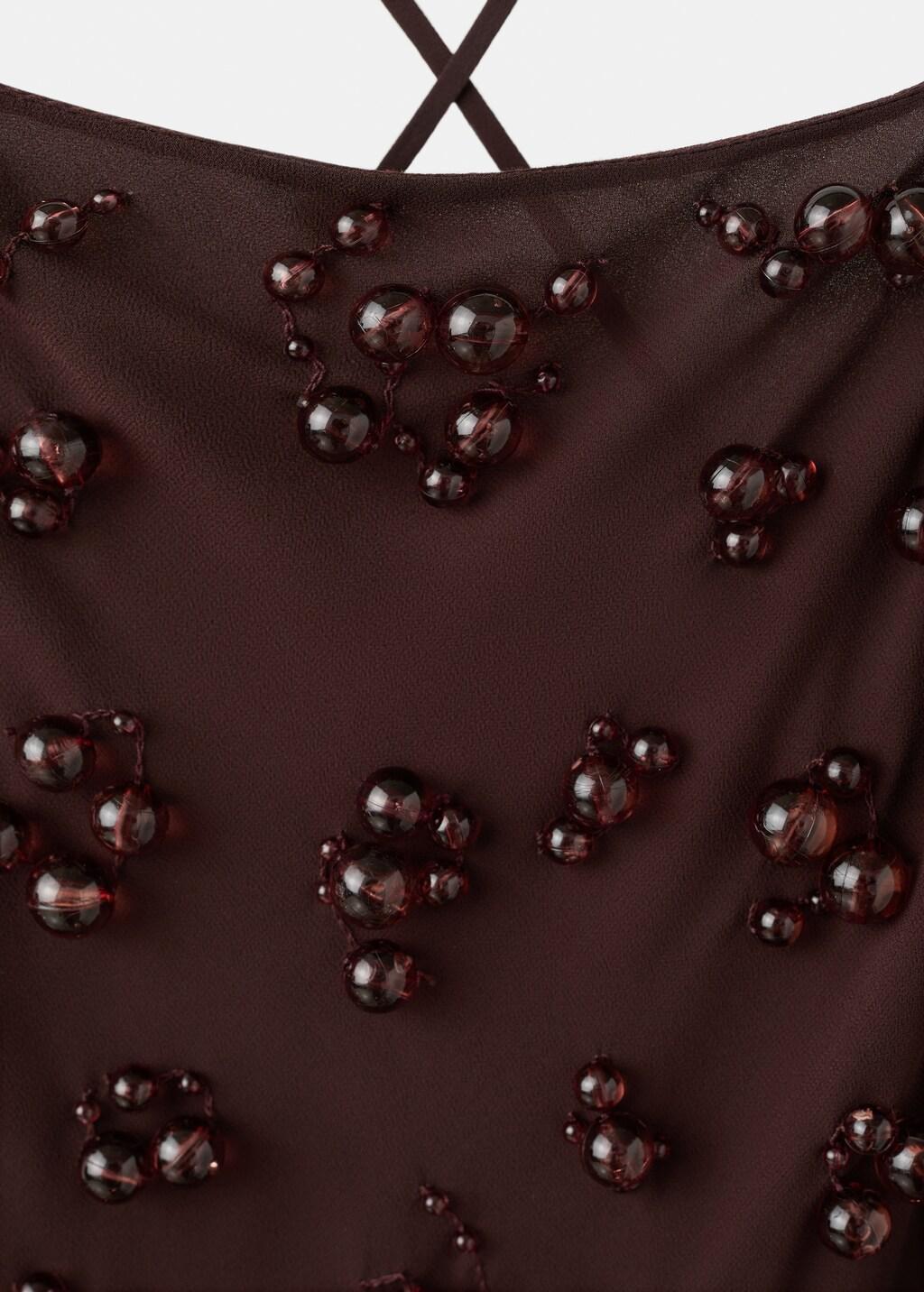 Brown Long Dress With Embroidered Spheres, Brown, large image number 1