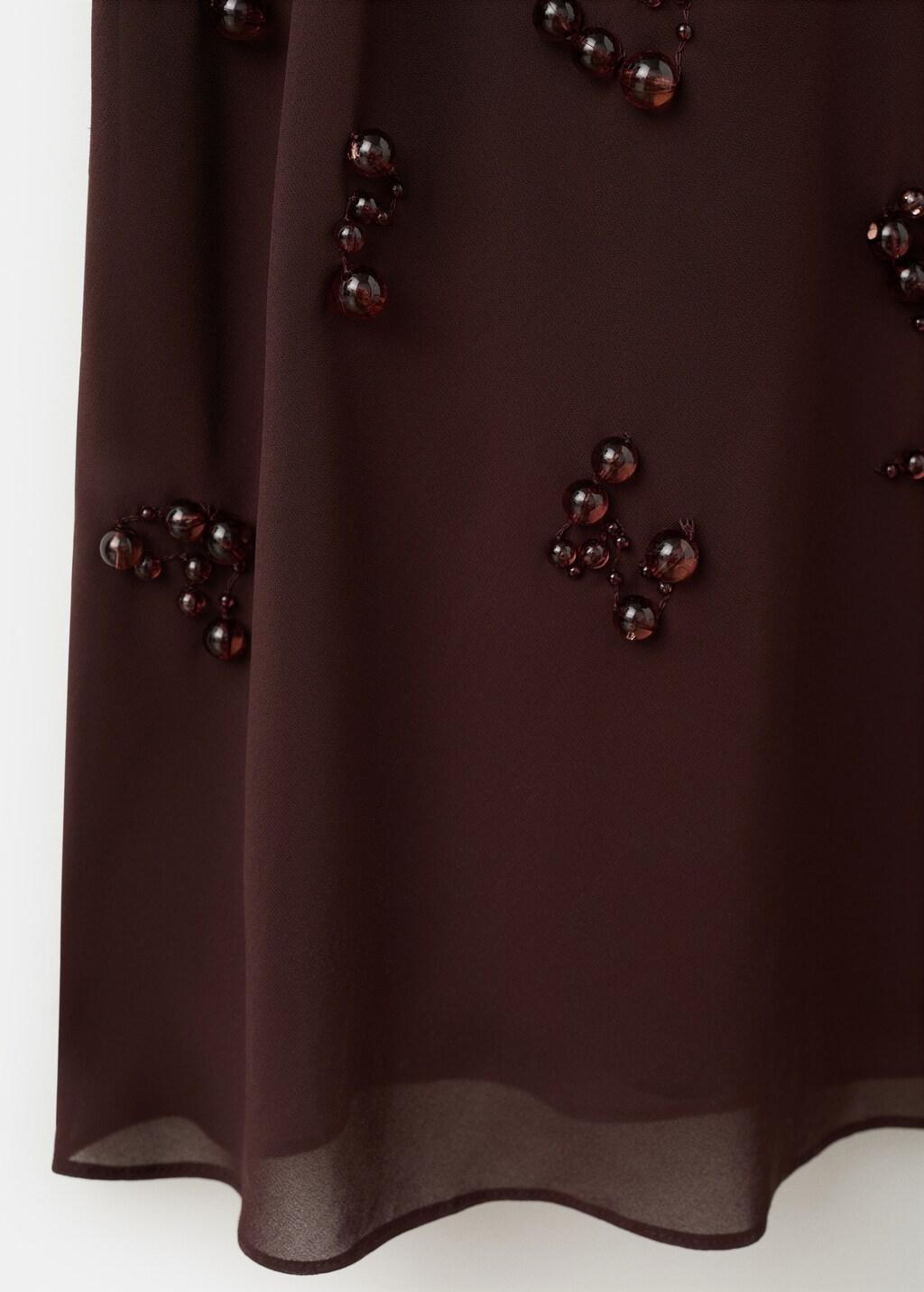 Brown Long Dress With Embroidered Spheres, Brown, large image number 5