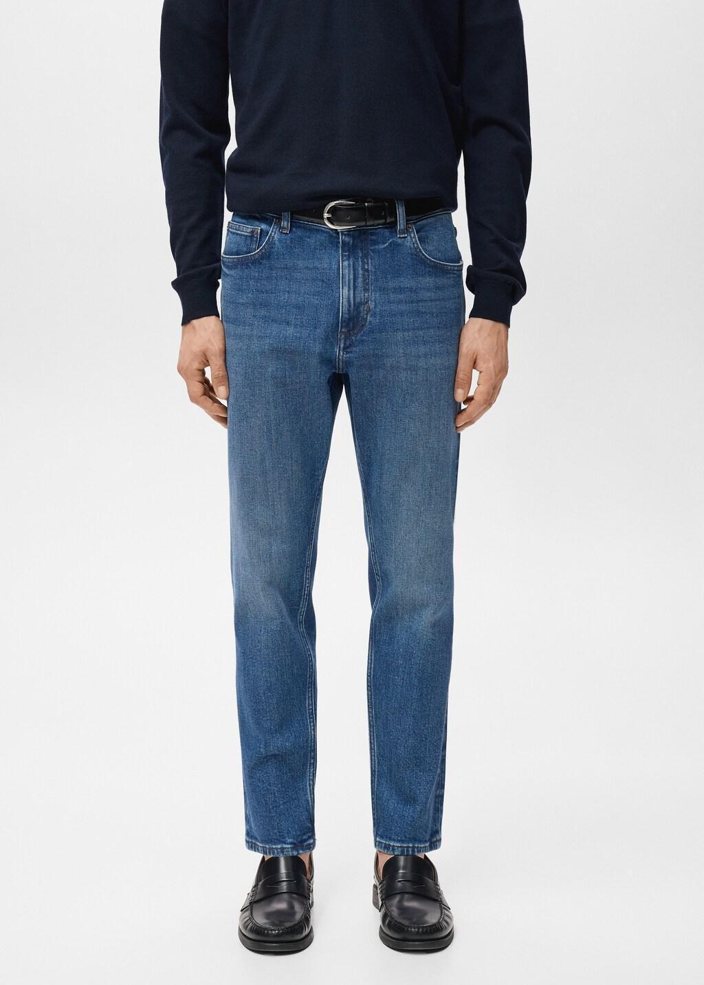 Blue Ben Cropped Tapered-Fit Jeans, Open Blue, large image number 3