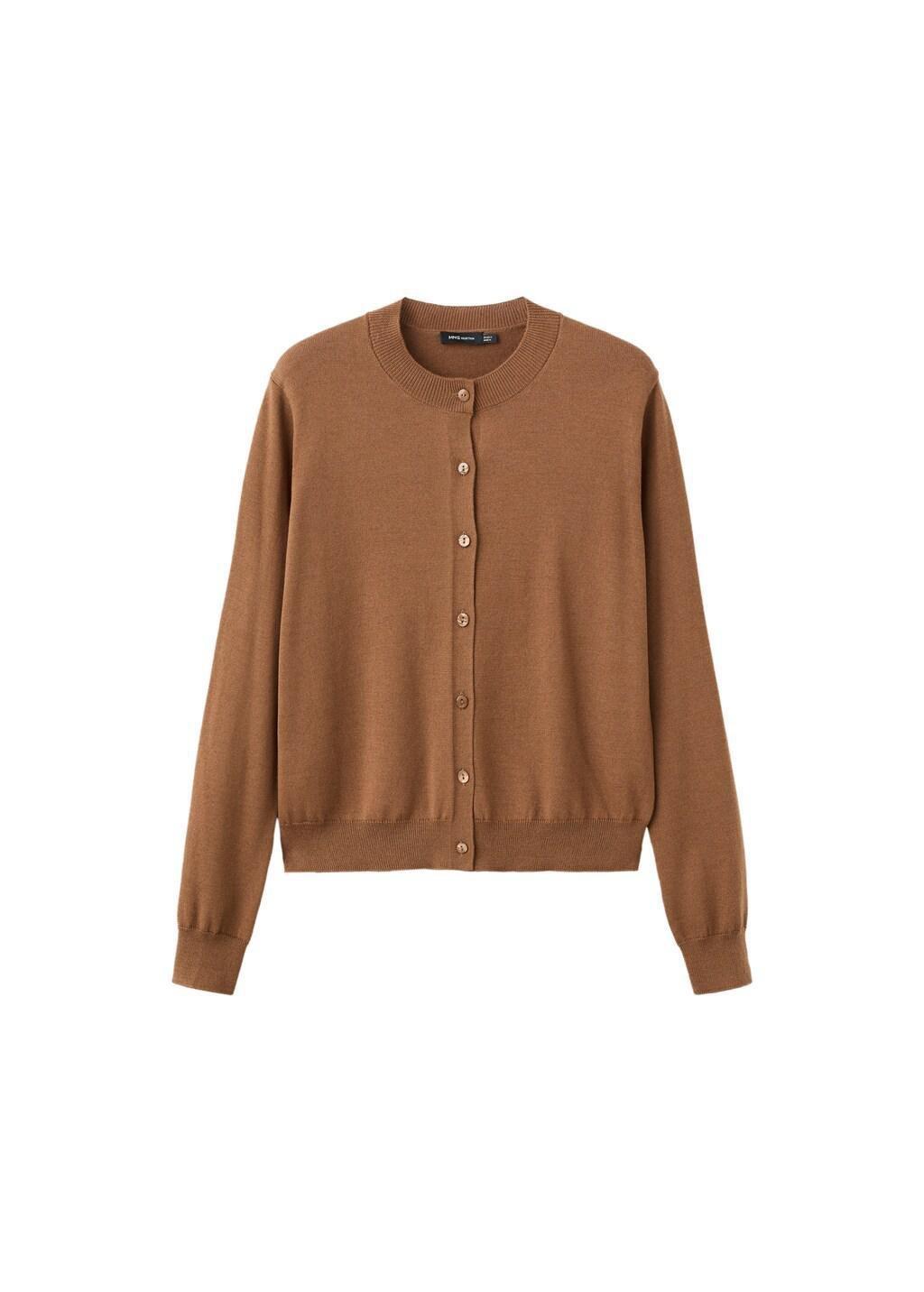 Brown Chunky-Knit Wool-Blend Cardigan, Medium Brown, large image number 6