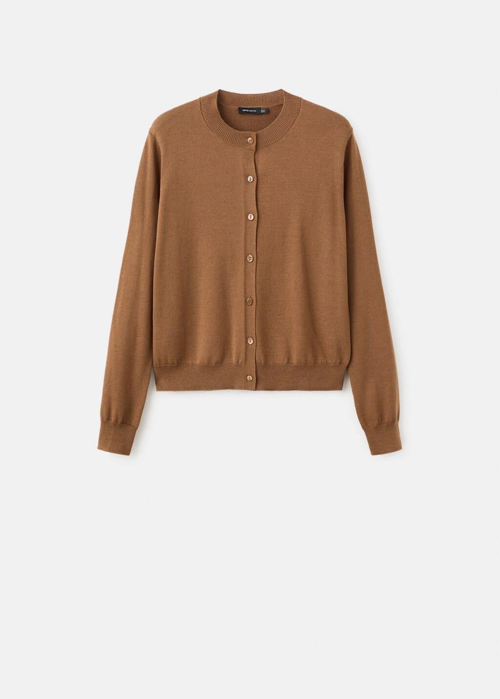 Brown Chunky-Knit Wool-Blend Cardigan, Medium Brown, large image number 8