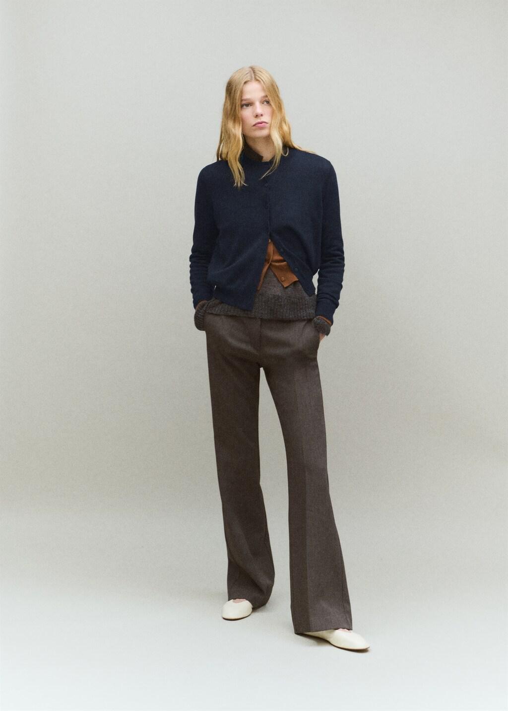 Navy Chunky-Knit Wool-Blend Cardigan, Navy, large image number 0