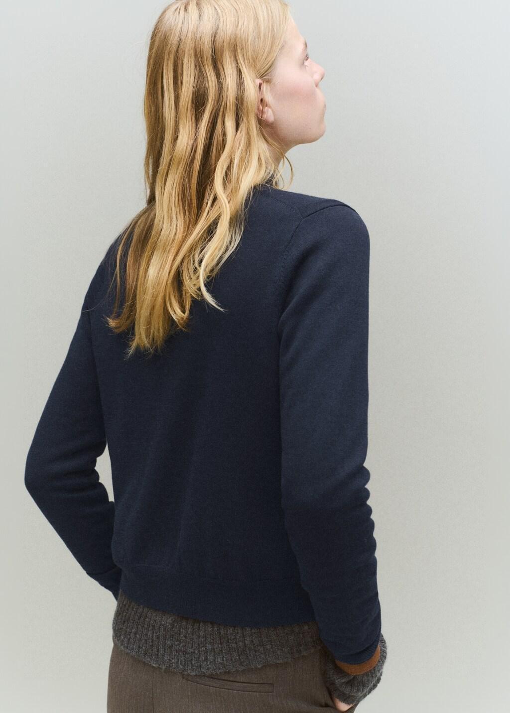 Navy Chunky-Knit Wool-Blend Cardigan, Navy, large image number 2