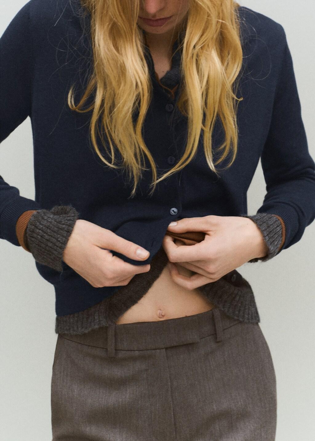 Navy Chunky-Knit Wool-Blend Cardigan, Navy, large image number 5