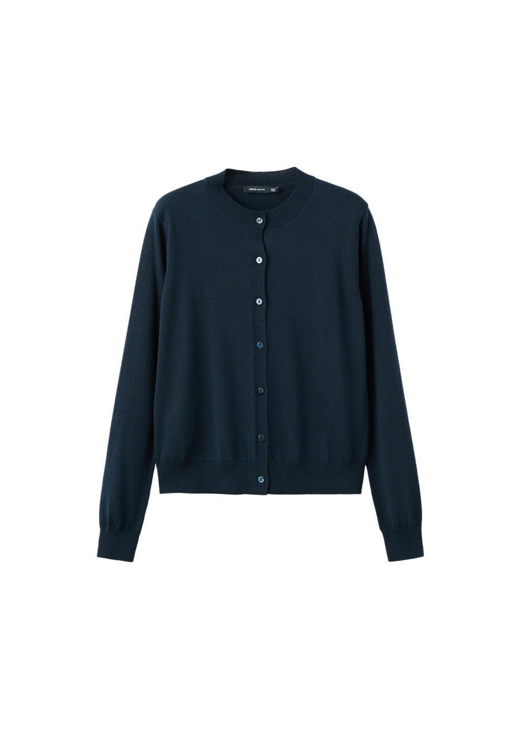 Navy Chunky-Knit Wool-Blend Cardigan, Navy, large image number 6