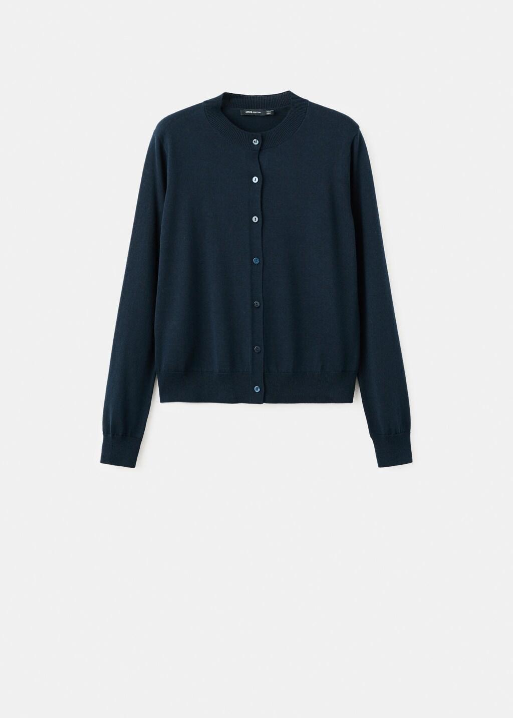 Navy Chunky-Knit Wool-Blend Cardigan, Navy, large image number 7