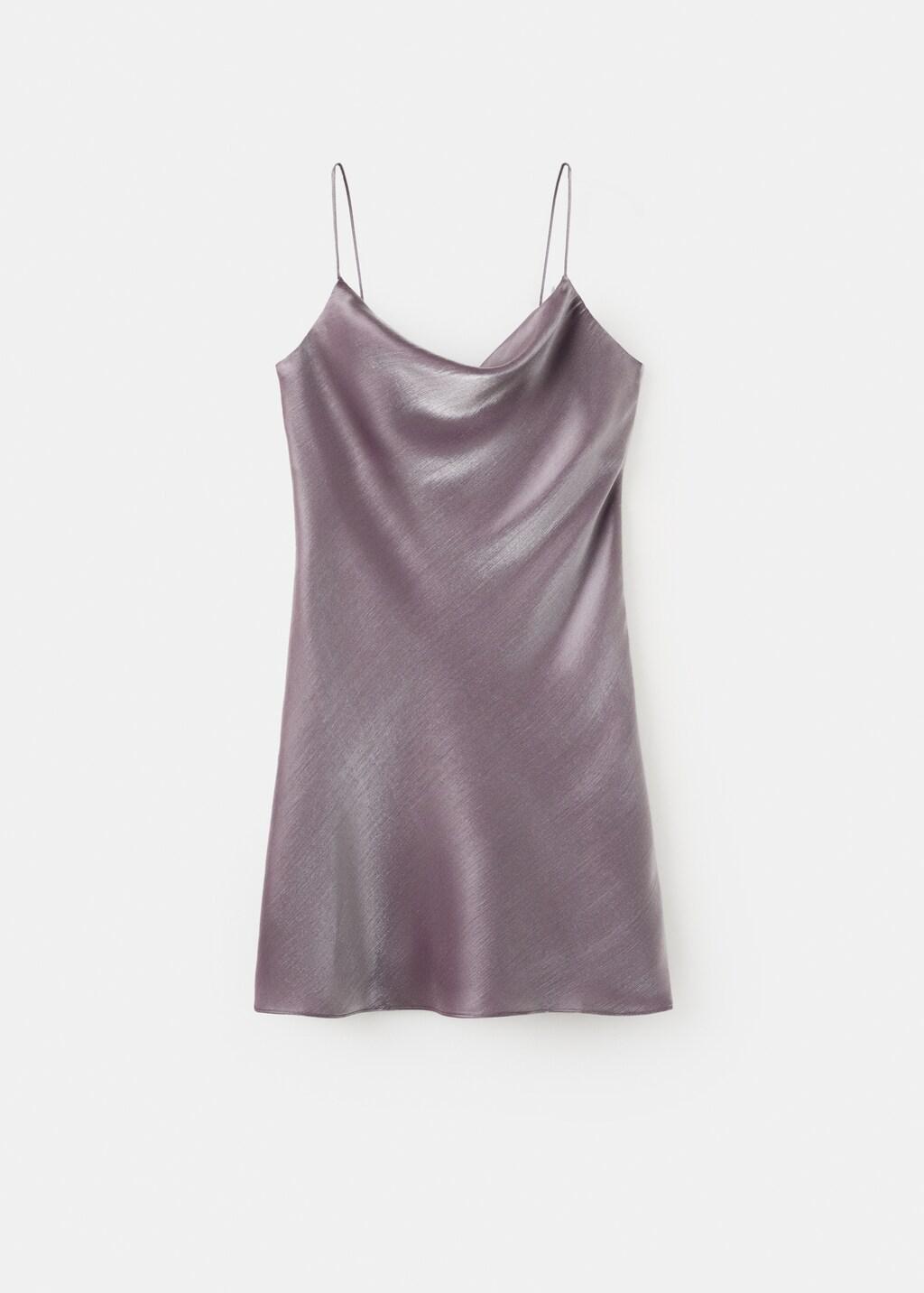 Brown Satin Dress With A Low-Cut Neckline, Medium Brown, large image number 7