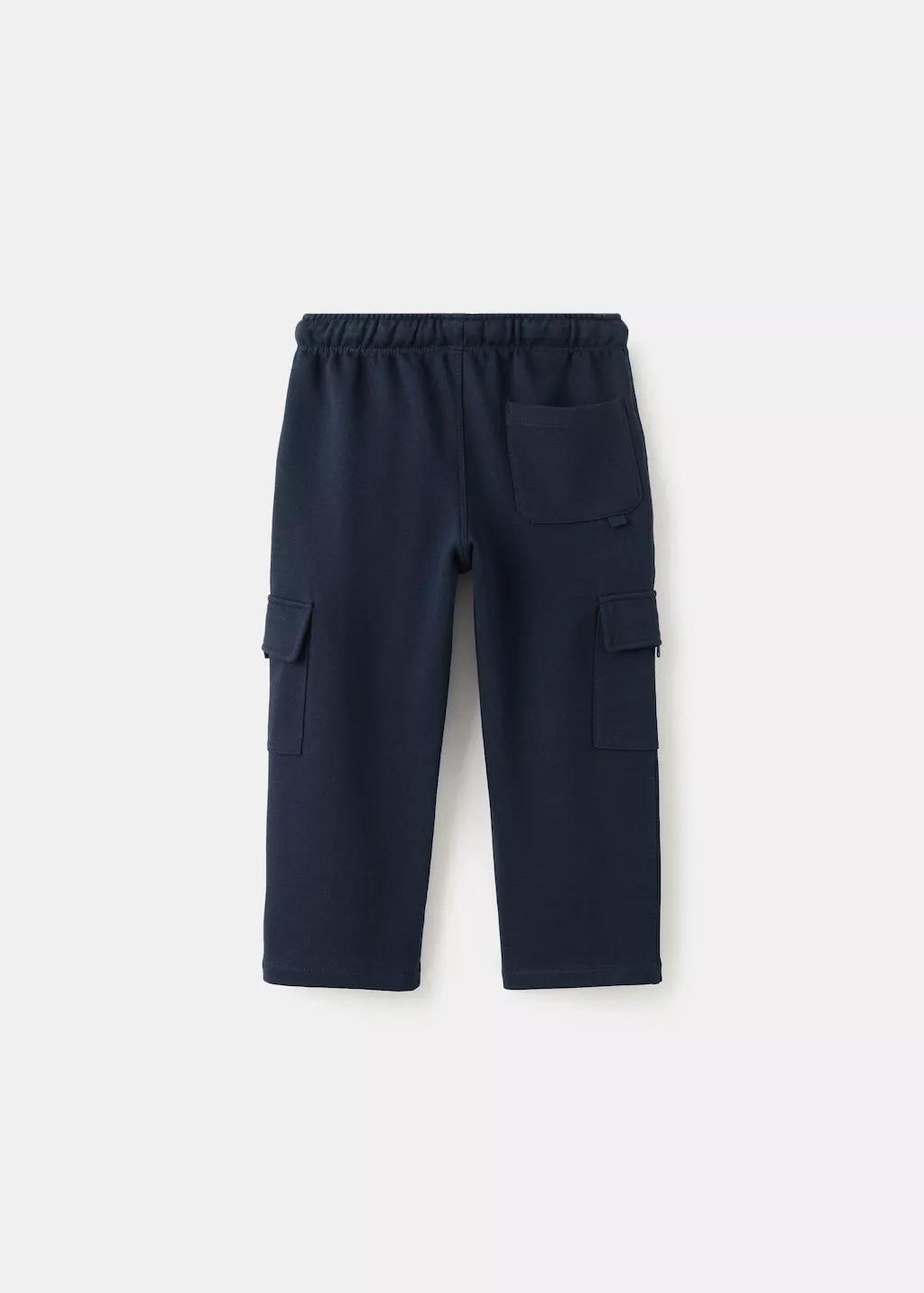 Navy Cotton Cargo Joggers, Kids Unisex, Navy, large image number 2