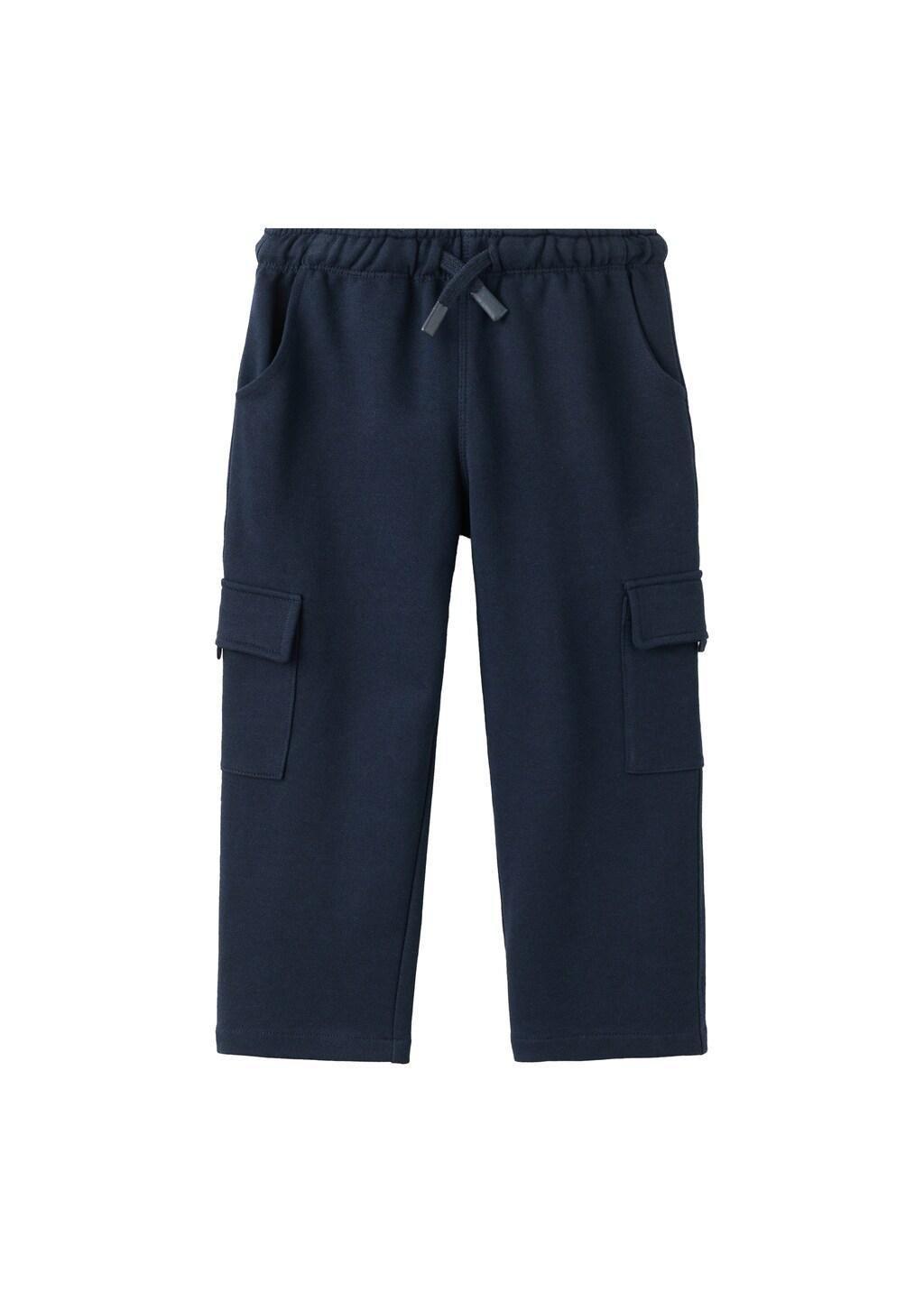 Navy Cotton Cargo Joggers, Kids Unisex, Navy, large image number 4