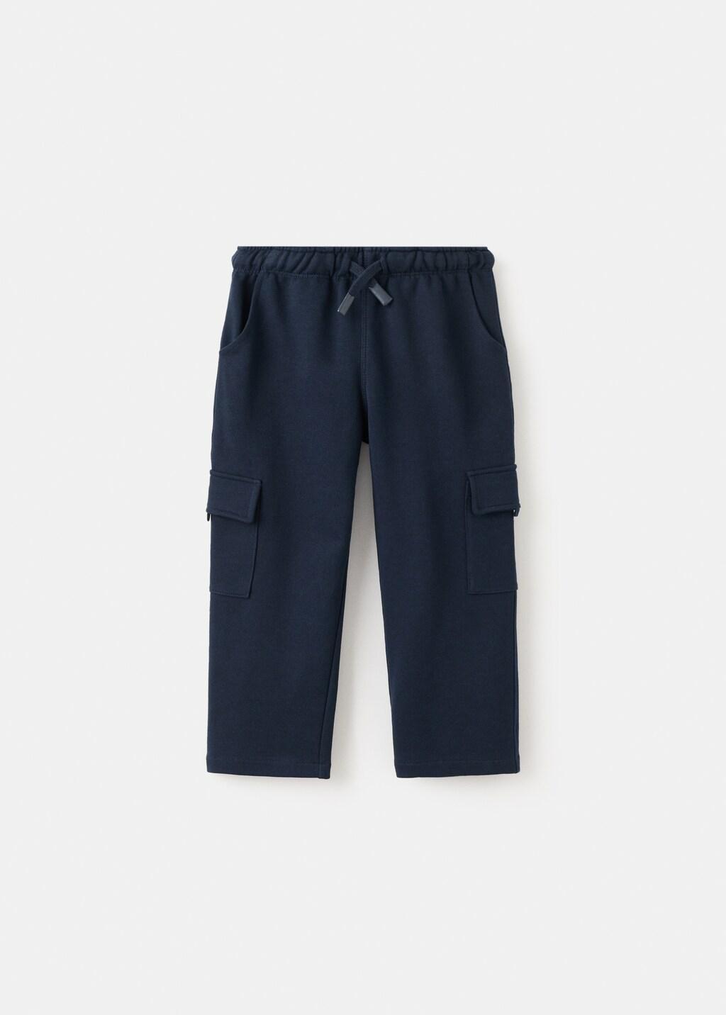 Navy Cotton Cargo Joggers, Kids Unisex, Navy, large image number 5