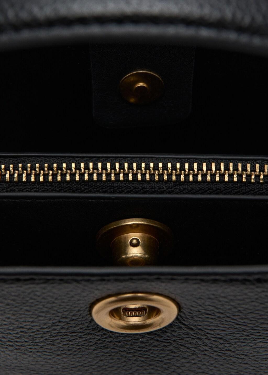 Black Small Bucket Bag With Metal Detail, Black, medium