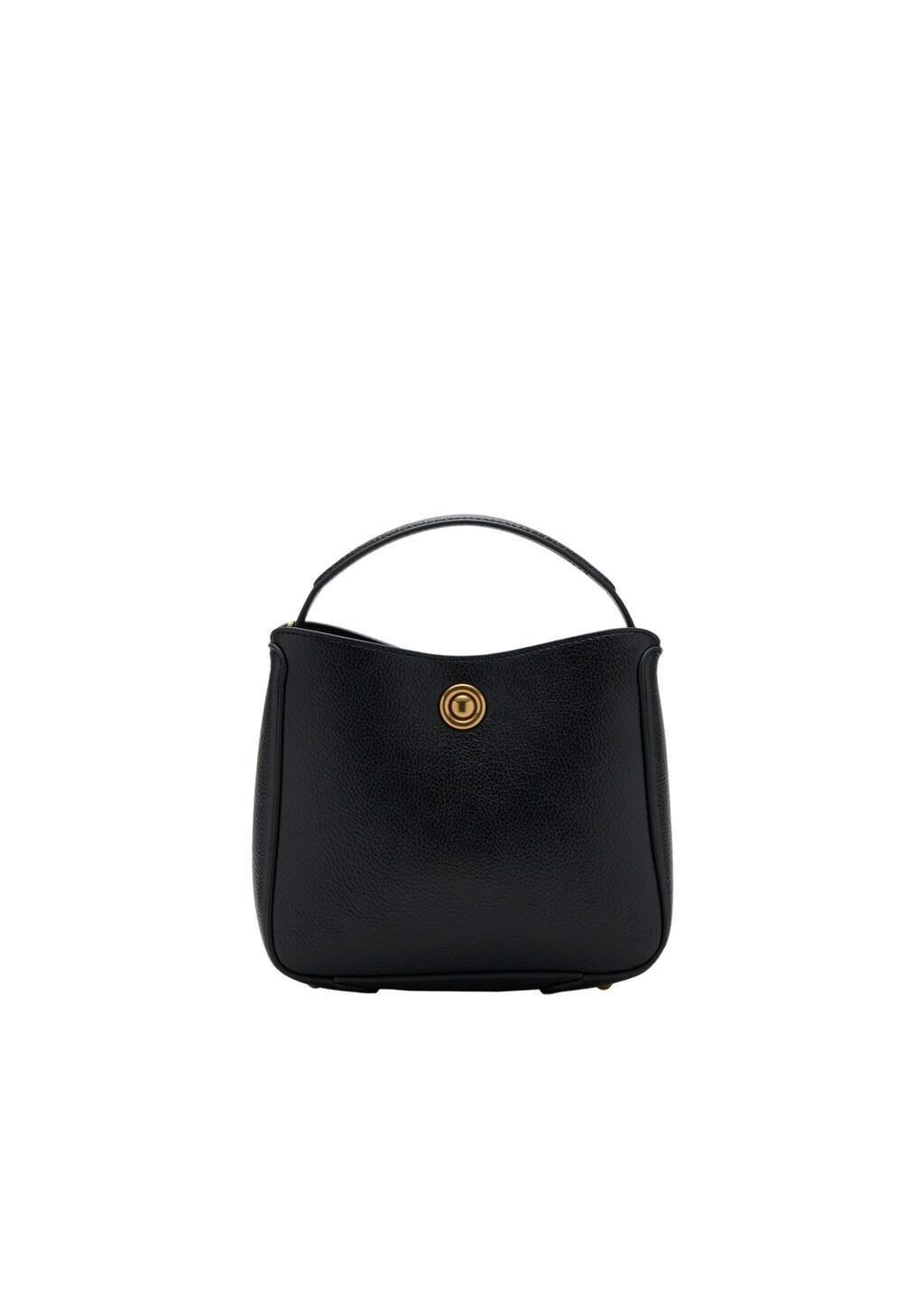 Black Small Bucket Bag With Metal Detail, Black, large image number 3