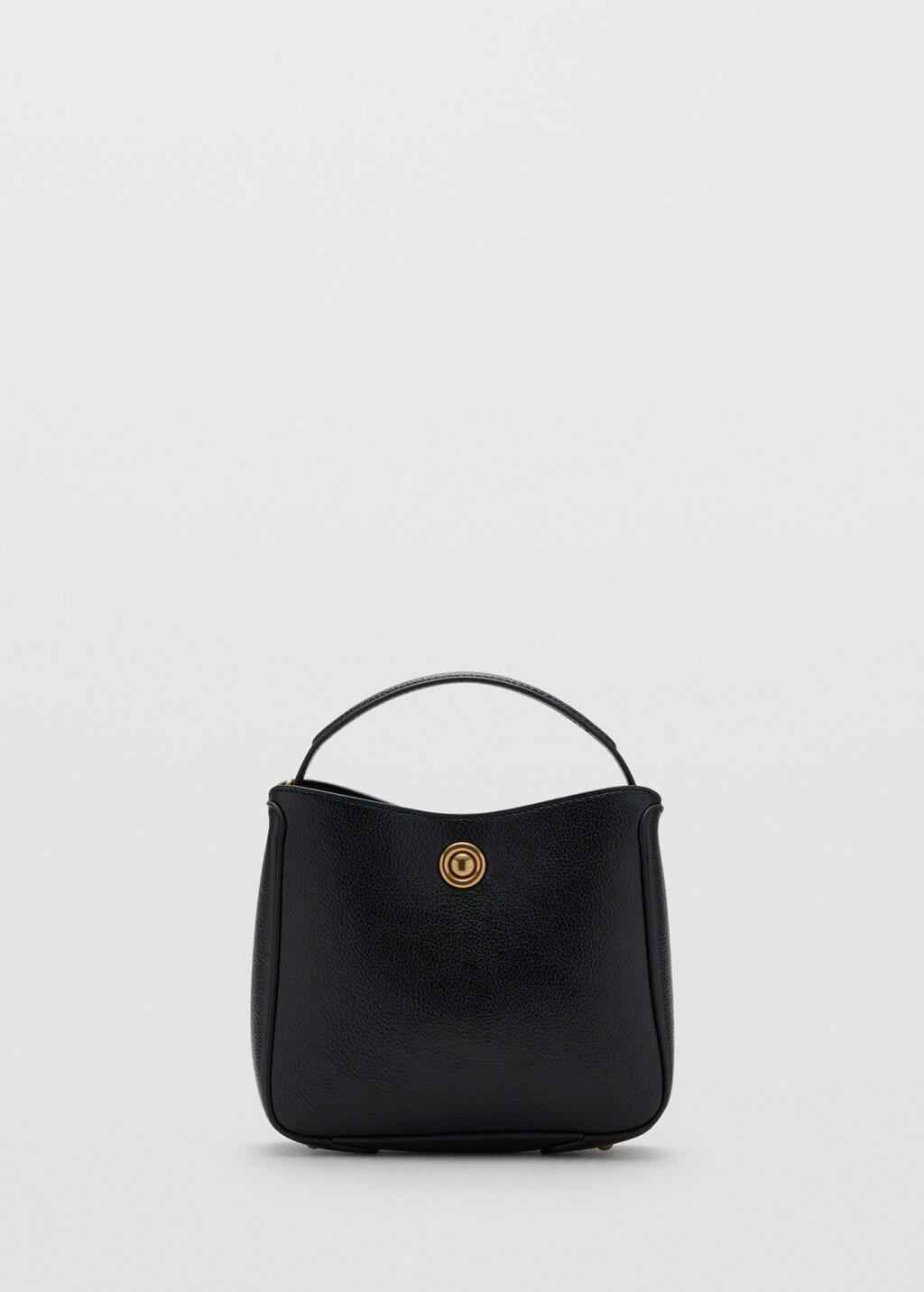 Black Small Bucket Bag With Metal Detail, Black, large image number 4