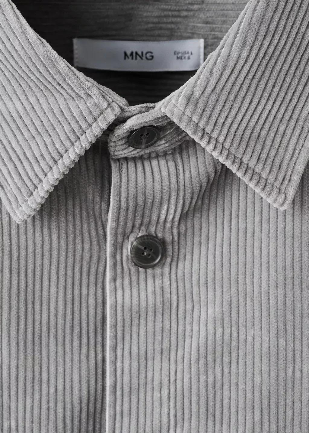 Grey Corduroy Overshirt With Pockets, Light Pastel Grey, large image number 1