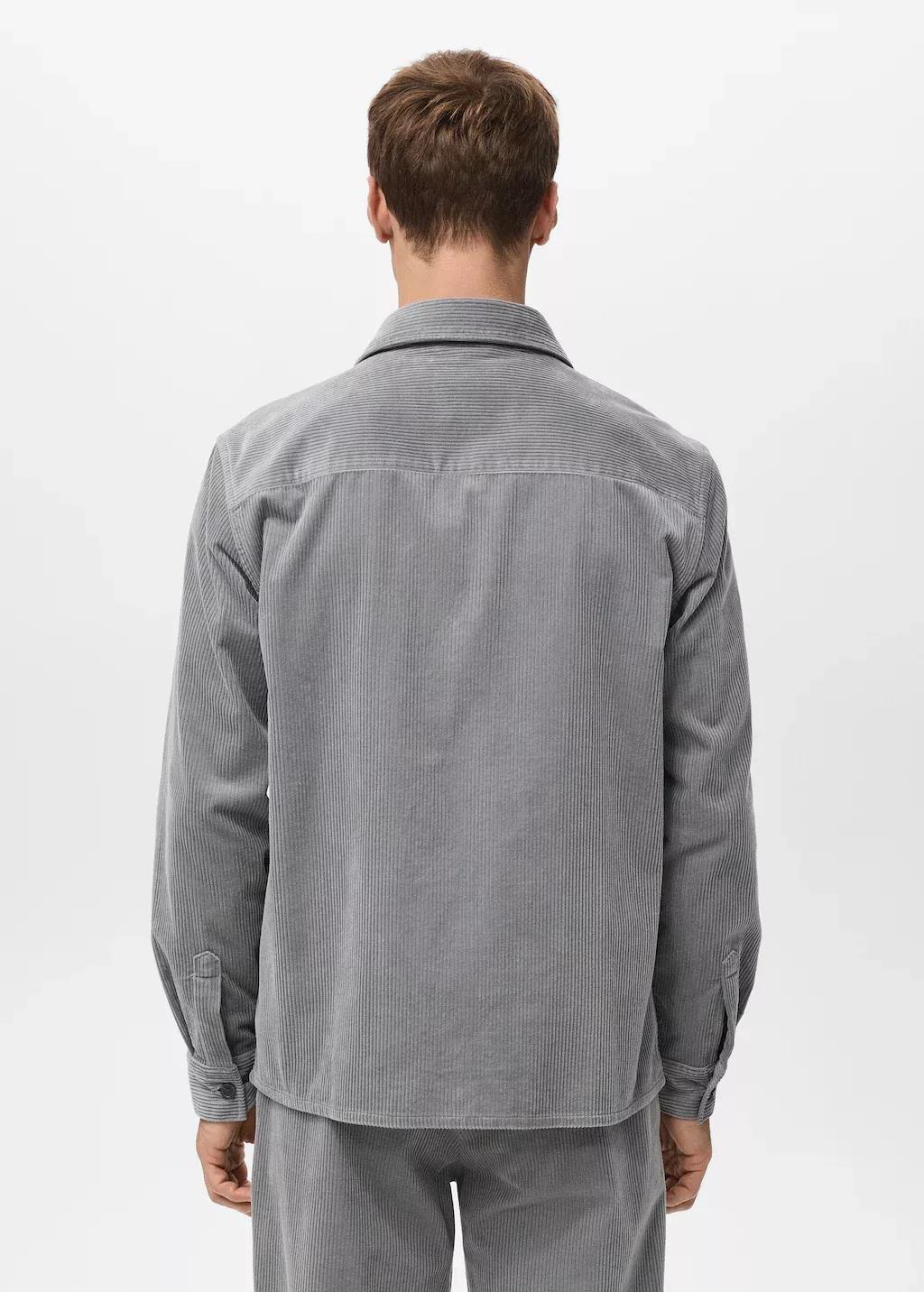 Grey Corduroy Overshirt With Pockets, Light Pastel Grey, large image number 2