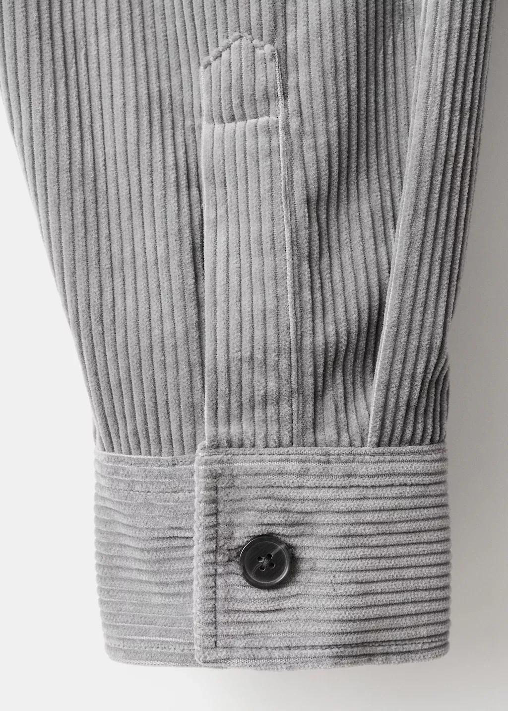 Grey Corduroy Overshirt With Pockets, Light Pastel Grey, large image number 5