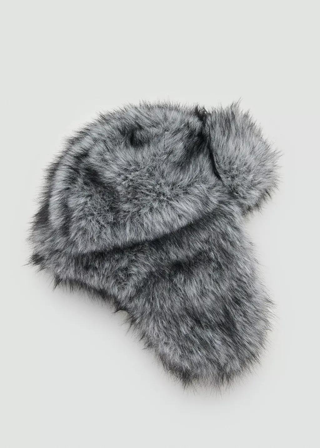 Grey Faux-Fur Hat, Grey, large image number 0