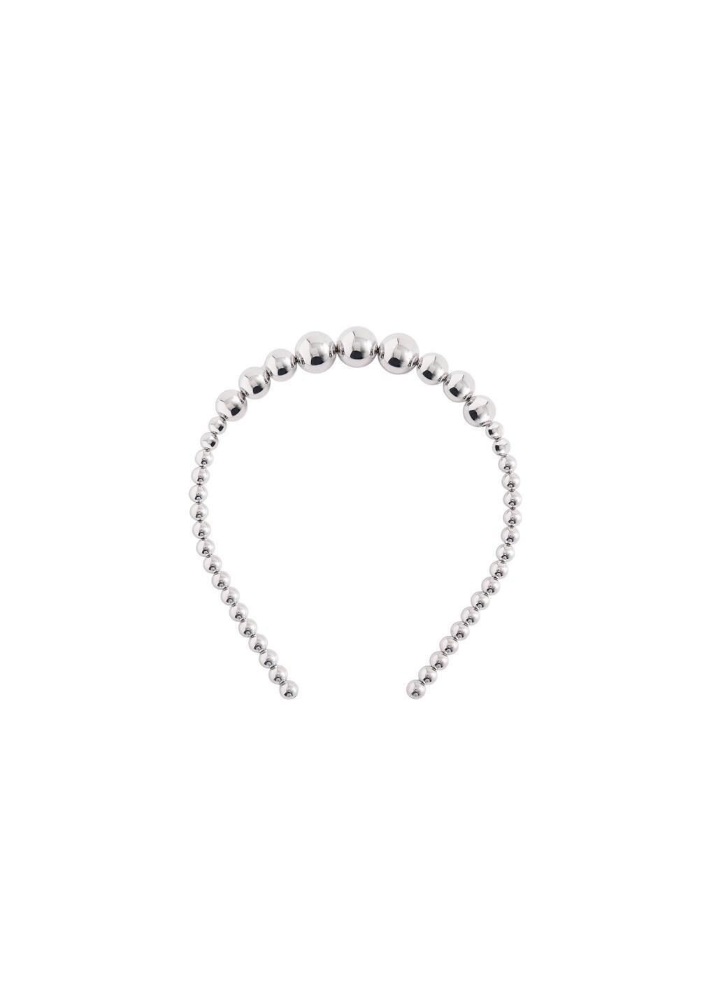 Silver Bead Applique Hairband, Kids Girls, Silver, medium