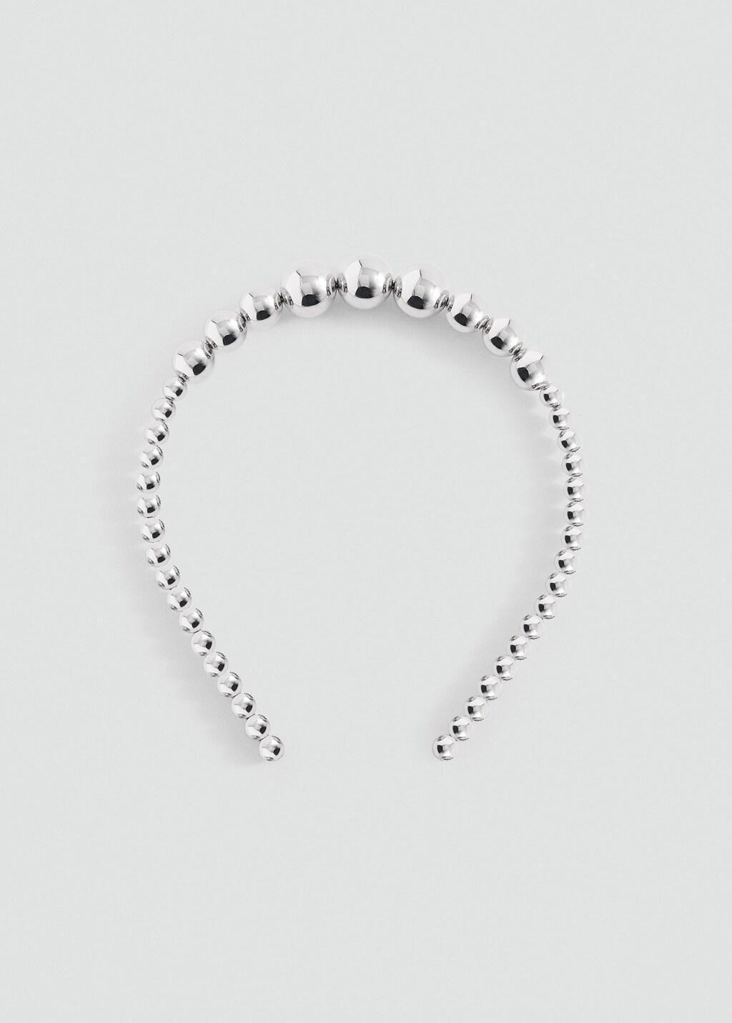 Silver Bead Applique Hairband, Kids Girls, Silver, large image number 3