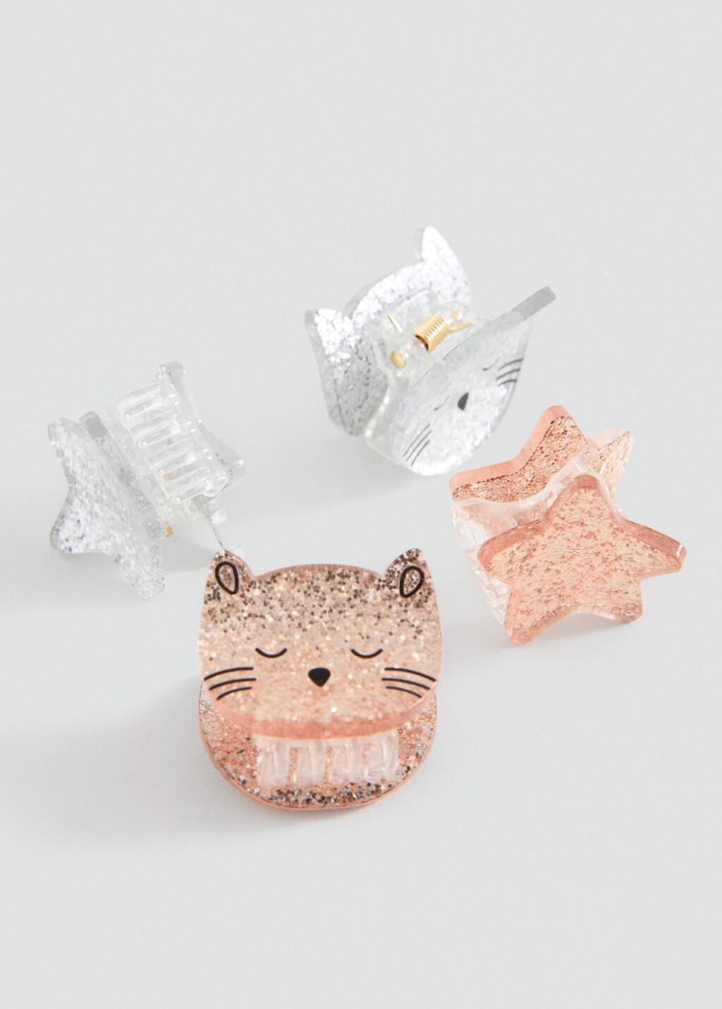 GOLD Pack of hair clips, Kids Girl, Gold, medium