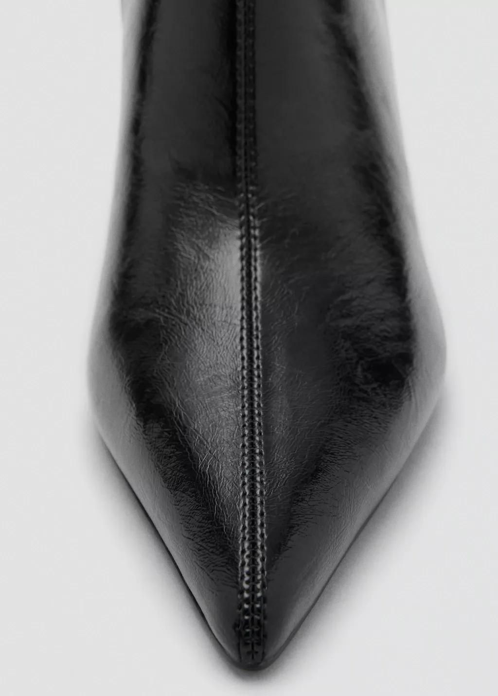 Black Pointed Heel Ankle Boot, Black, large image number 1