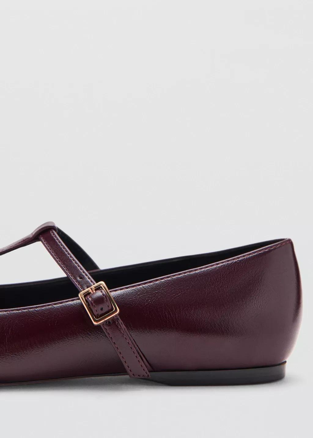 Red Flat Strips Shoes, Dark Red, large image number 1