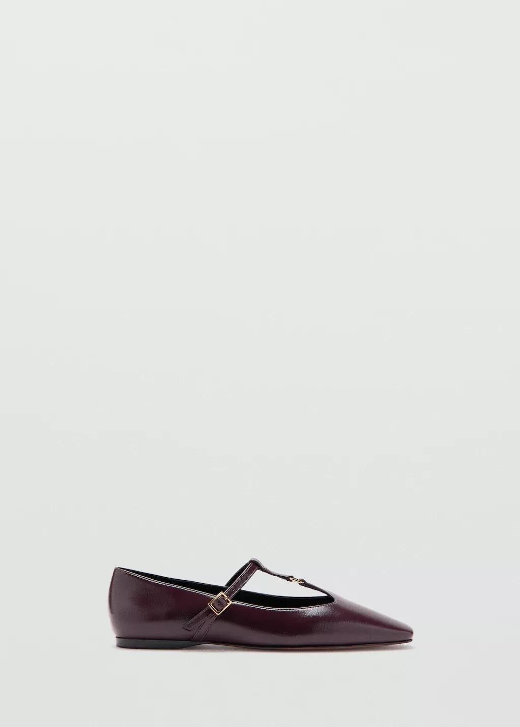 Red Flat Strips Shoes, Dark Red, medium