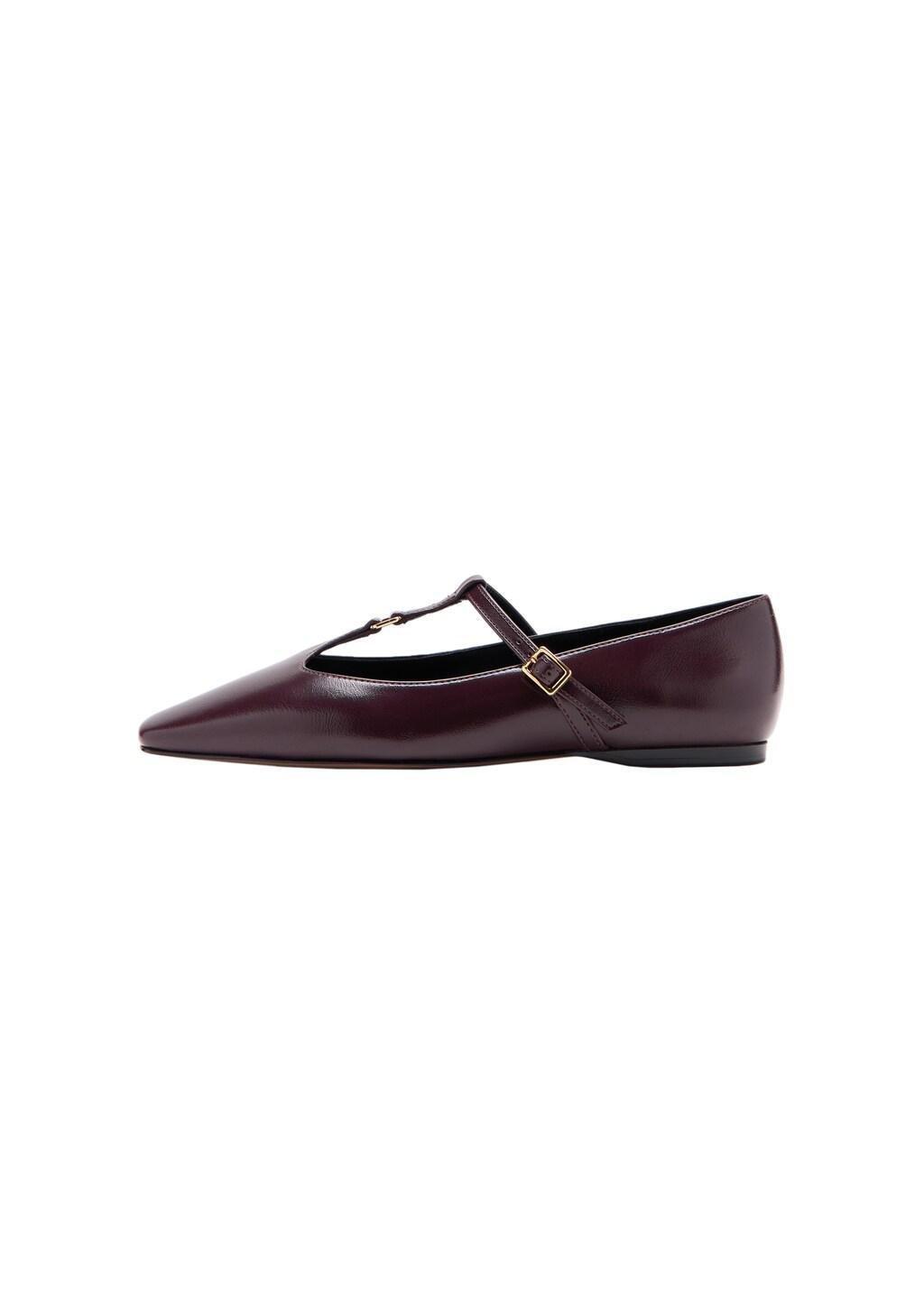 Red Flat Strips Shoes, Dark Red, large image number 2