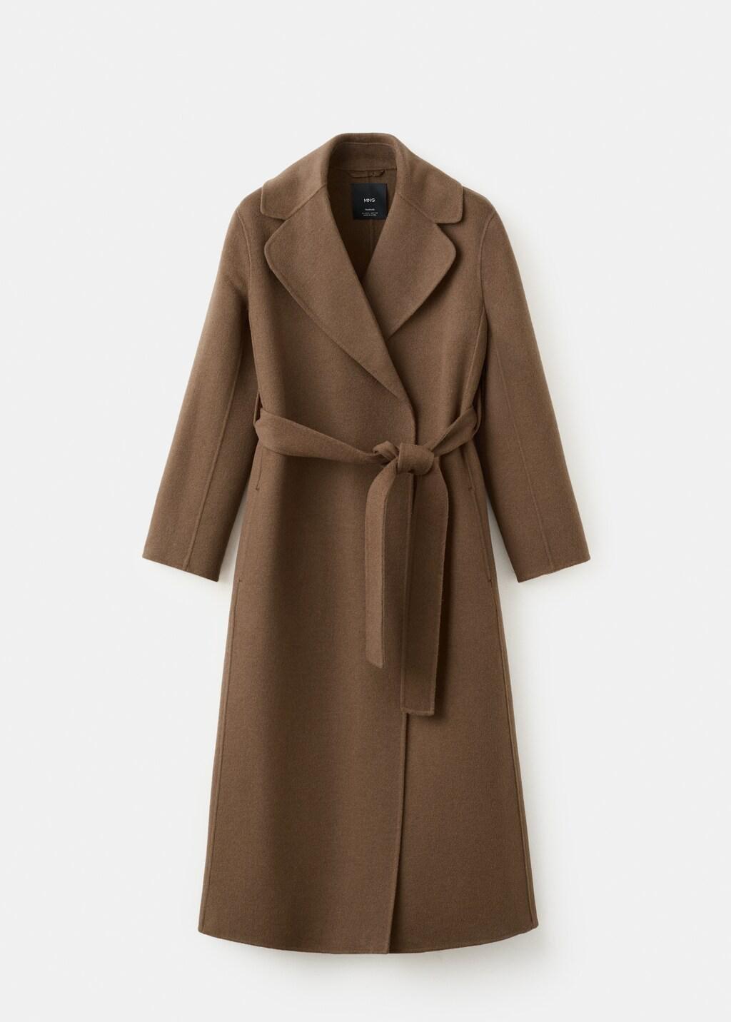 Brown Handmade Wool Coat With Belt, Medium Brown, large image number 9