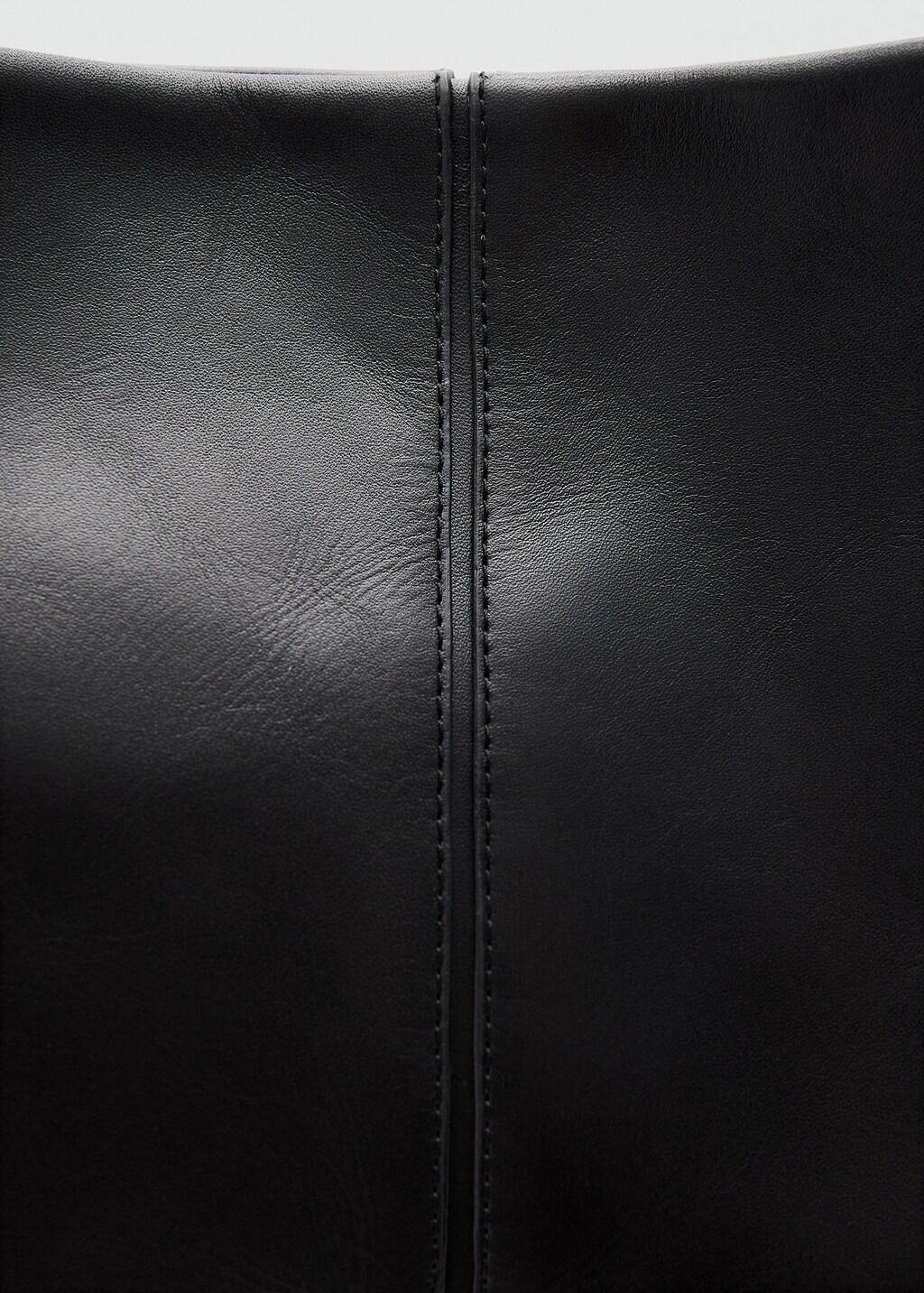 Black Large Leather Bucket Bag, Black, large image number 1