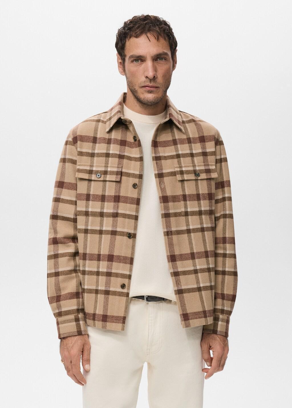 Brown Check Overshirt With Pockets, Medium Brown, large image number 3