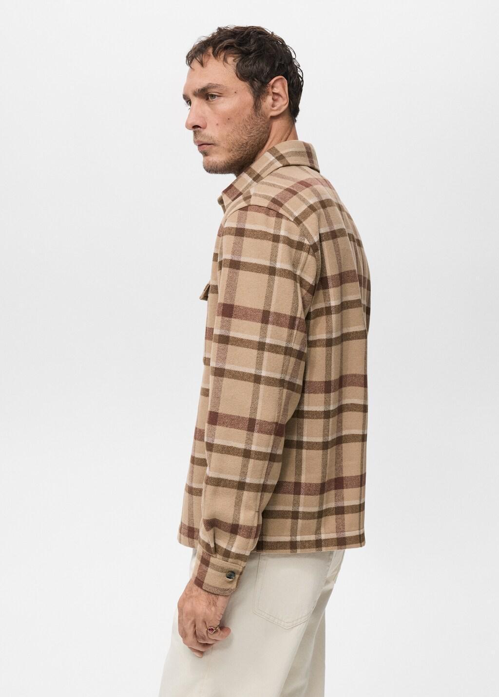 Brown Check Overshirt With Pockets, Medium Brown, large image number 6