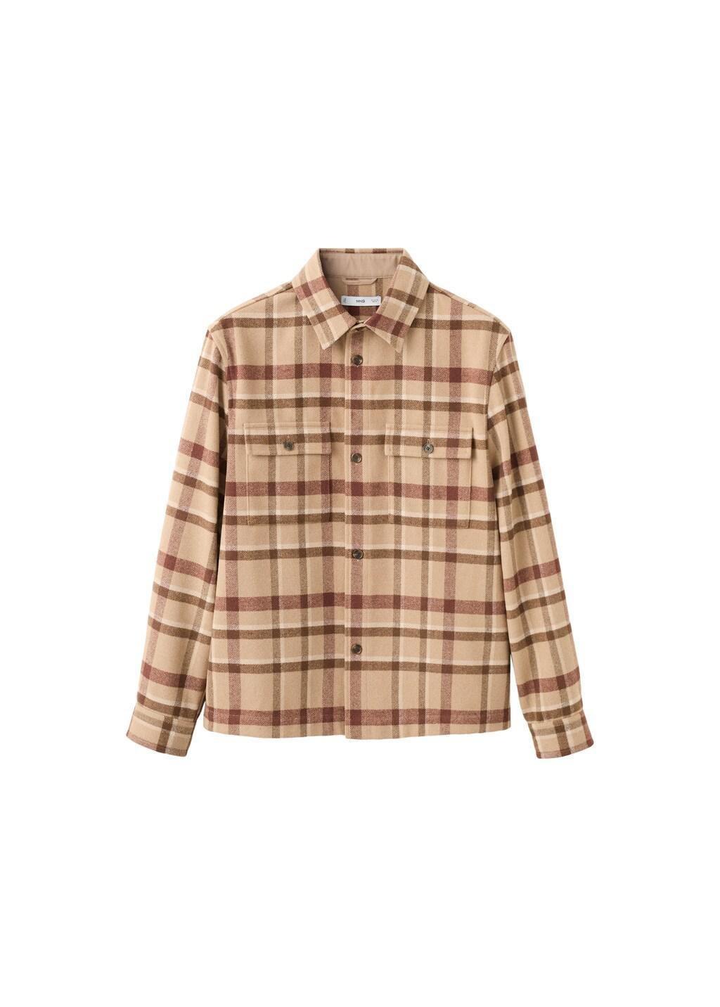 Brown Check Overshirt With Pockets, Medium Brown, large image number 7