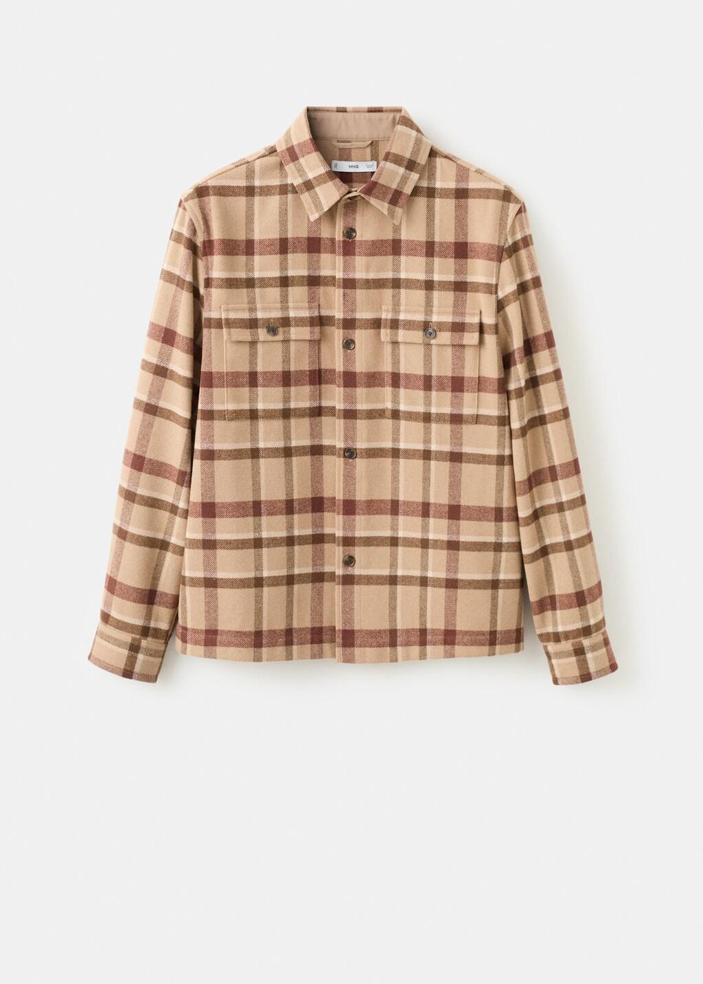 Brown Check Overshirt With Pockets, Medium Brown, large image number 8