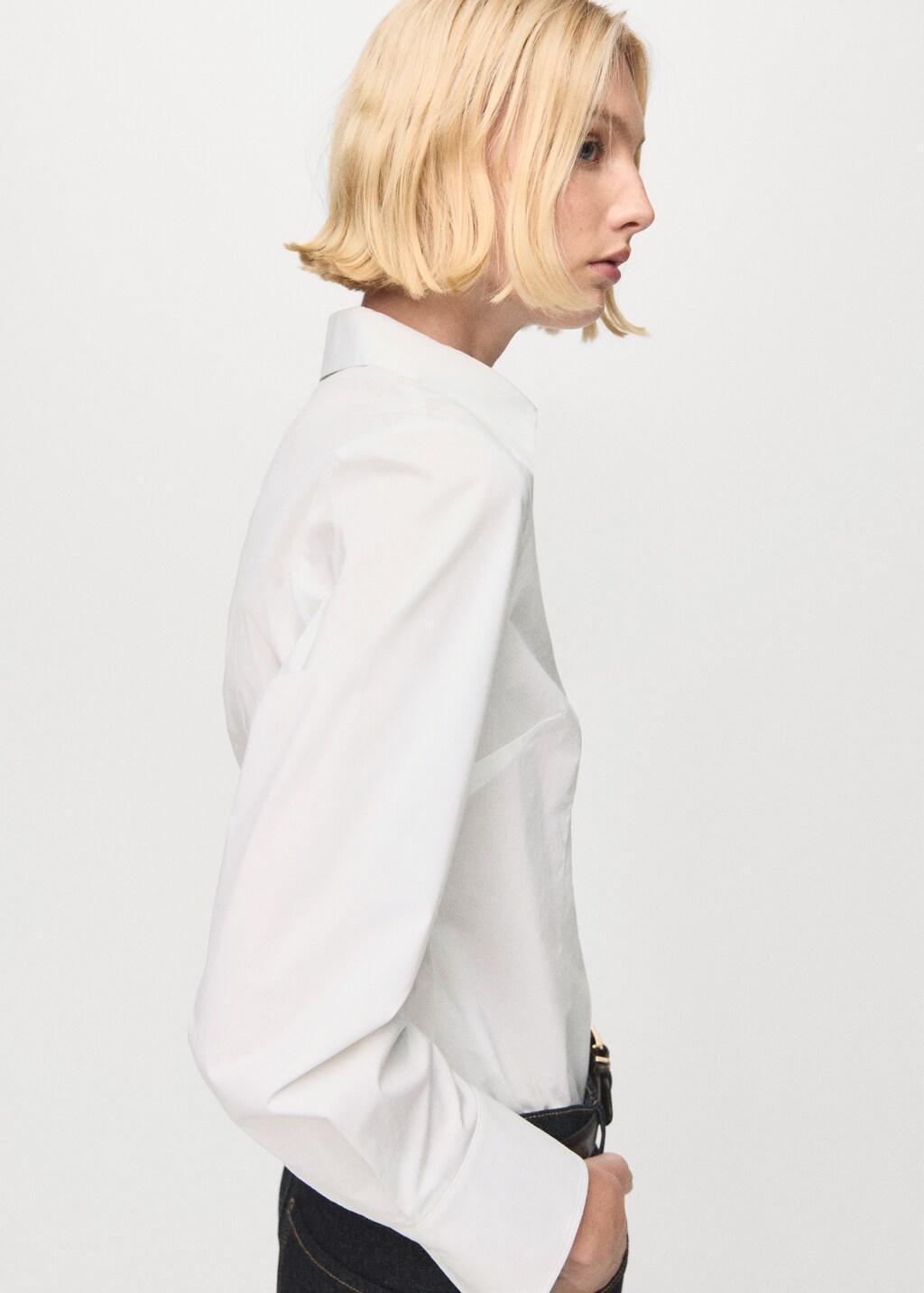 White Slim-Fit Poplin Shirt, 0201_01, large image number 3