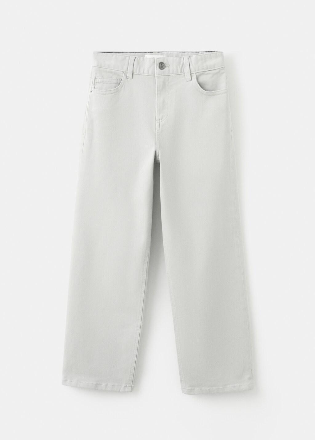 White Straight Cotton Jeans, Kids Boy, Natural White, large image number 5